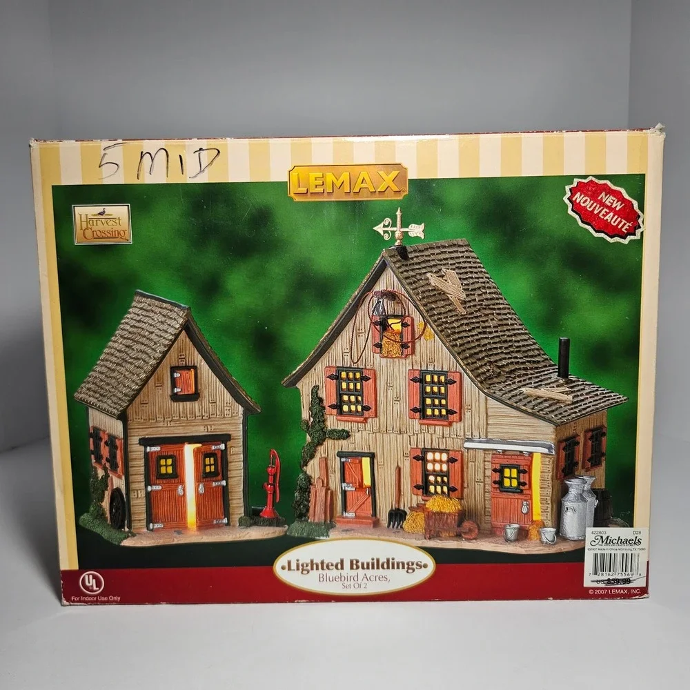 Lemax Harvest Crossing Bluebird Acres Lighted Buildings Set of 2 Farmhouse 75569